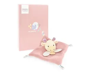 Doudou Plyšový muchláček růžový Žirafa 19 cm / od 0 měsíců