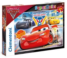 Clementoni Svítící PUZZLE Auta 3: Piston Cup / 104 dílků / od 6 let