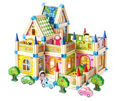 2Kids Toys Dřevěná stavebnice Zámek barevný / od 3 let