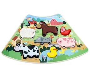 2Kids Toys Dřevěné puzzle Veselá farma propojitelné / od 18 měsíců