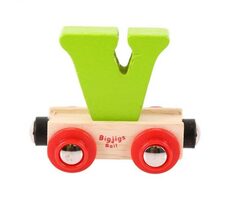 Bigjigs Rail Vagónek dřevěné vláčkodráhy - Písmeno V / od 3 let