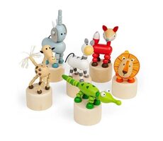 Bigjigs Toys Dřevěná mačkací zvířátka Safari 1 ks / od 3 let 