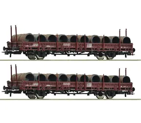 Roco 6600120 Sada 2 ks klanicových vozů Ks s nákladem ÖBB / Měřítko:H0 (1:87) / Délka: 328 mm / 15 let 