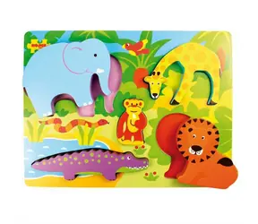 Bigjigs Toys Dřevěné vkládací puzzle Safari / od 18 měsíců