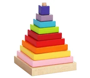 CUBIKA 13357 Barevná pyramida - dřevěná skládačka / 9 dílů / od 18 měsíců