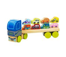 CUBIKA 13418 Kamion s auty - dřevěná skládačka / 12 dílů / od 18 měsíců