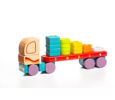 CUBIKA 13425 Kamion s geometrickými tvary - dřevěná skládačka / 19 dílů / od 18 měsíců