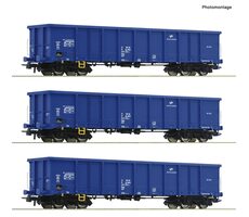 Roco 6600100 Sada 3 ks otevřených nákladních vagónů PKP Cargo / Měřítko:H0 (1:87) / Délka: 543 mm / 15 let 
