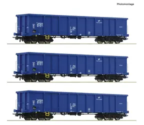 Roco 6600100 Sada 3 ks otevřených nákladních vagónů PKP Cargo / Měřítko:H0 (1:87) / Délka: 543 mm / 15 let 