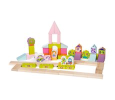 CUBIKA 13906 Pohádkové město - dřevěná stavebnice / 55 dílů / od 2 let