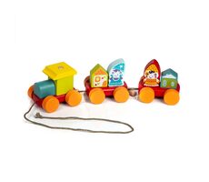 CUBIKA 14002 Tahací pohádkový vláček - dřevěná skládačka / 10 dílů / od 2 let