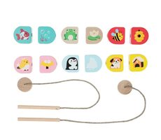 CUBIKA 15580 Kde bydlíme - navlékací set - 14  dřevěných dílů / od 3 let