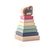 CUBIKA Pastel 15894 Barevná pyramida se slepičkou - dřevěná skládačka / 8 dílů / od 18 měsíců