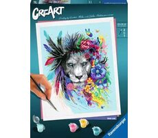 Ravensburger 201303 CreArt Pestrobarevný lev s květinami / věk od: 12 let / verze: FI/DA/SV/IS/NO/CS/SK/EN