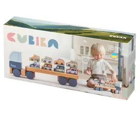 CUBIKA Pastel 15924 Kamion s auty - dřevěná skládačka / 12 dílů / od 18 měsíců