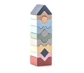 CUBIKA Pastel 16099 Věž XI - dřevěná skládačka / 12 dílů / od 18 měsíců