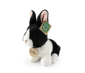 RAPPA Plyšový králík bílo-černý sedící 16 cm / ECO-FRIENDLY / od 0 měsíců 