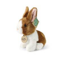RAPPA Plyšový králík bílo-hnědý sedící 16 cm / ECO-FRIENDLY / od 0 měsíců 