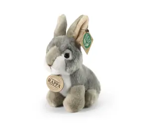 RAPPA Plyšový králík šedý sedící 16 cm / ECO-FRIENDLY / od 0 měsíců