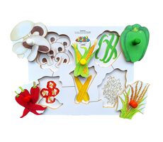 Just Jigsaws 153 Loupeme a krájíme plodiny 4 - dřevěné deskové puzzle / 6 dílů / od 3 let