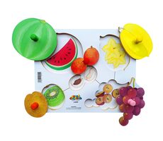 Just Jigsaws 155 Loupeme a krájíme plodiny 6  - dřevěné deskové puzzle / 6 dílů / od 3 let