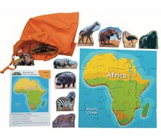 Just Jigsaws 770 Afrika a její zvířata - dřevěné puzzle 16 dílů a 10 zvířat / od 3 let