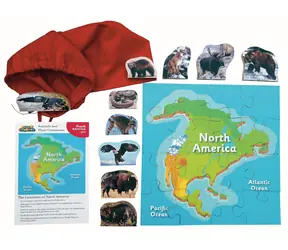 Just Jigsaws 771 Severní Amerika a její zvířata - dřevěné puzzle 16 dílů a 10 zvířat / od 3 let