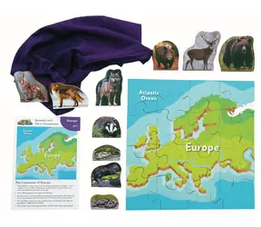 Just Jigsaws 775 Evropa a její zvířata - dřevěné puzzle 16 dílů a 10 zvířat / od 3 let