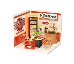 RoboTime 3D Dřevěná skládačka miniatura domečku Asijské bistro Panda Hot Pot / od 14 let