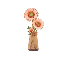 RoboTime 3D dřevěná skládačka Oranžová gerbera