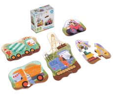 KukiKuk 80060 - Véééliké puzzle Stavební stroje / od 2 let