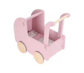 Little Dutch Kočárek pro panenky dřevěný s peřinkou Pink / od 18 měsíců