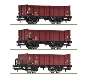 Roco 6600146 3dílná sada otevřených nákladních vozů DR / Měřítko:H0 (1:87) / Délka: 323 mm / 15 let 