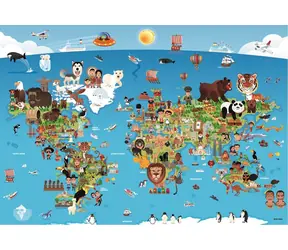 ANATOLIAN Puzzle Kreslená mapa světa / 260 dílků / od 8 let