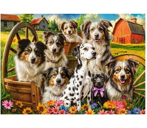 Castorland 105410-2 Puzzle Šťastní psi na venkově / 1000 dílků / od 9 let