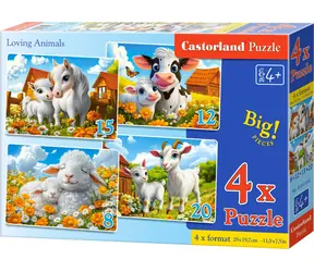 Castorland 041060 Puzzle Milující zvířátka 4v1 / 8 + 12 + 15 + 20 dílků / od 4 let