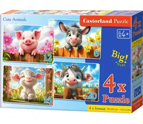 Castorland 041084 Puzzle Roztomilá zvířátka 4v1 / 8 + 12 + 15 + 20 dílků / od 4 let