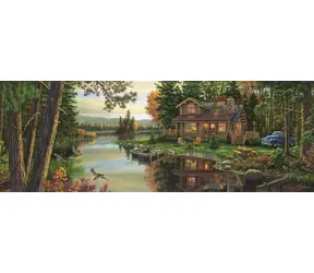ART PUZZLE 4483 Panoramatické puzzle Odpočinek na chatě / 1000 dílků / od 15 let
