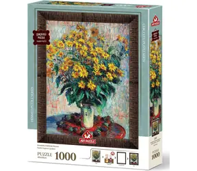 ART PUZZLE 5688 Puzzle s rámem a lepidlem 3v1 Květiny jeruzalémského artyčoku / 1000 dílků / od 15 let