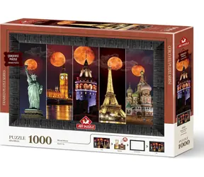 ART PUZZLE 5664 Puzzle s rámem a lepidlem 3v1 Krvavý měsíc / 1000 dílků / od 15 let