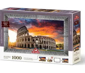ART PUZZLE 5668 Puzzle s rámem a lepidlem 3v1 Západ slunce nad Koloseem / 1000 dílků / od 15 let