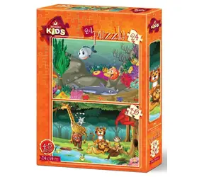 ART PUZZLE 4494 Puzzle Pod mořem a divoká zvířátka / 24+35 dílků / od 4 let