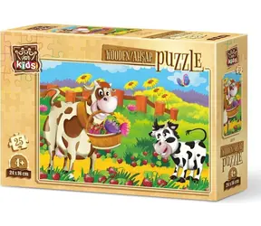 ART PUZZLE 5870 Dřevěné puzzle Kravička s květinami / 25 dílků / od 4 let