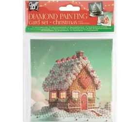 CRAFT ID Diamantové malování Vánoční přání Perníková chaloupka a Stromeček 13x13 cm