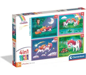Clementoni 21740 Puzzle Jednorožci 4v1 (12+16+20+24 dílků) / od 3 let