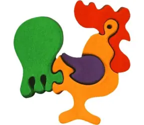 Fauna Dřevěné vkládací puzzle z masivu malý kohout / od 3 let