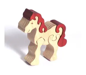 Fauna Dřevěné vkládací puzzle z masivu malý kůň bílý / od 3 let