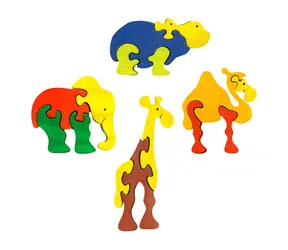 Fauna Dřevěné vkládací puzzle z masivu sada zoo 4 ks / od 3 let
