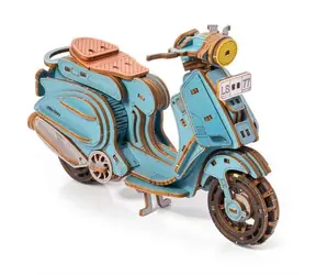 Little Story 3D dřevěná skládačka Sting Scooter modrý