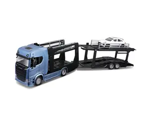 Bburago STREET FIRE Kamion s návěsem Multicar Carrier Scania 770S + Porsche Macan 1:43 / od 3 let